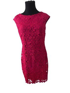 Lauren Ralph Lauren red floral lace dress size 10